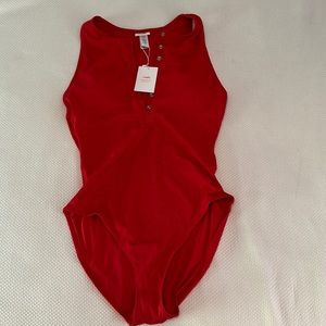 NWT Andie Long Torso One piece Red swimsuit.